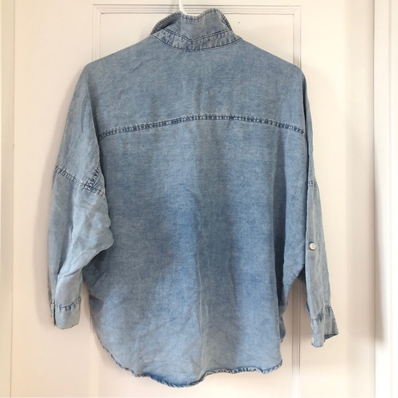 Denim Blouse Button Up Medium - Picture 3 of 4